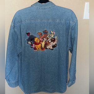 Vintage Disney Store Winnie the Pooh Denim Shirt Long Sleeve. 100% Cotton!